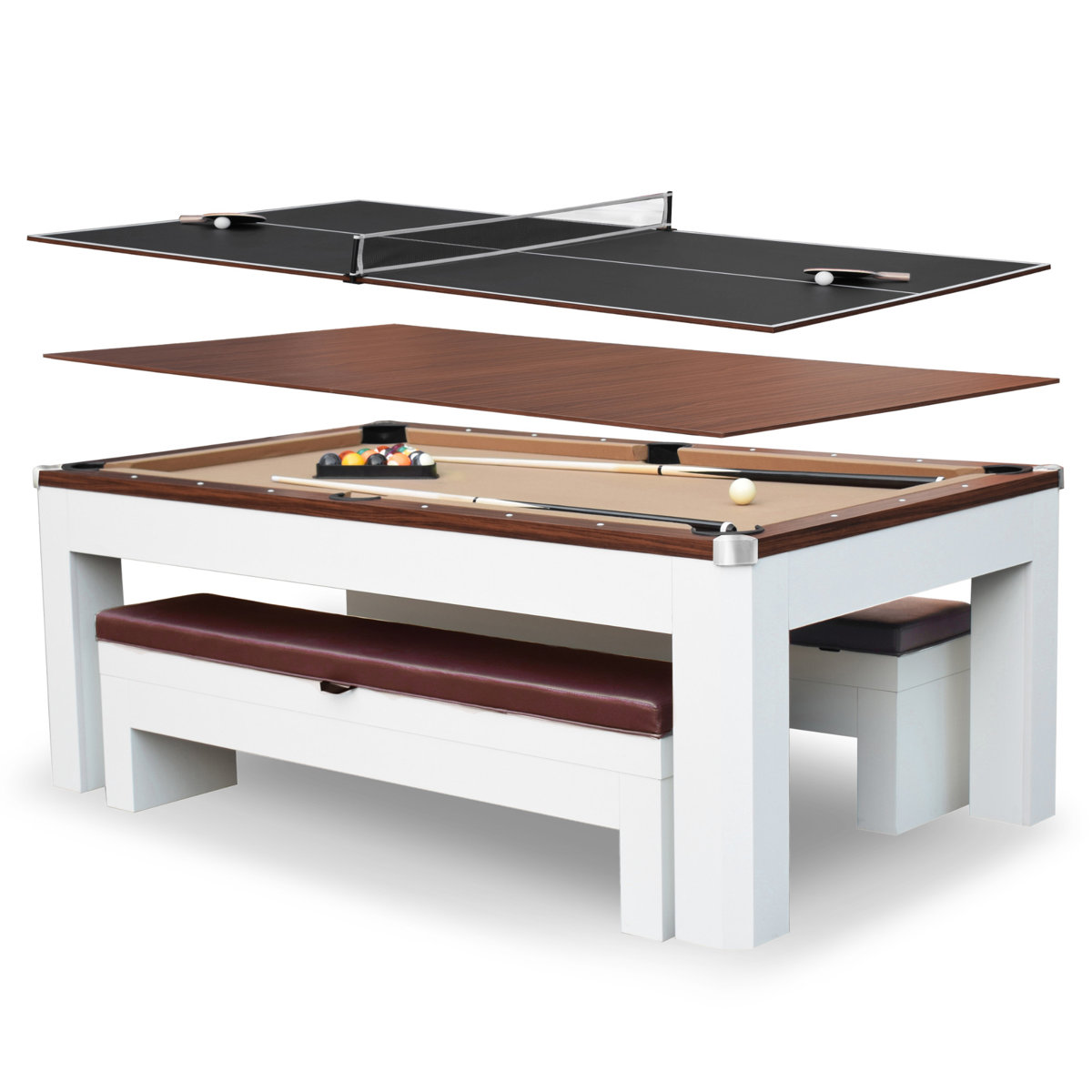 Hathaway Games Hathaway Newport Stylish 7 Ft Multi Game Pool Table ...